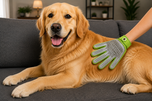 The Snuggle Glove 2 in 1 Pet Grooming and Massage Glove for Dogs and Cats