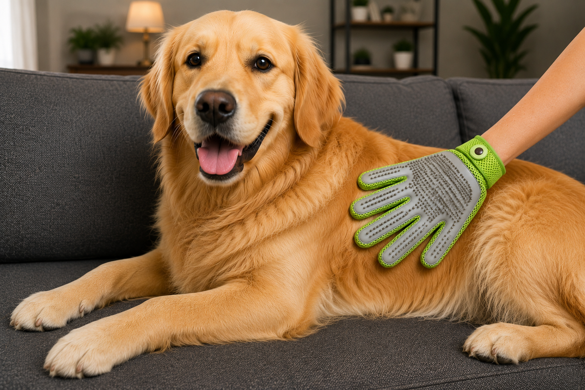The Snuggle Glove 2 in 1 Pet Grooming and Massage Glove for Dogs and Cats