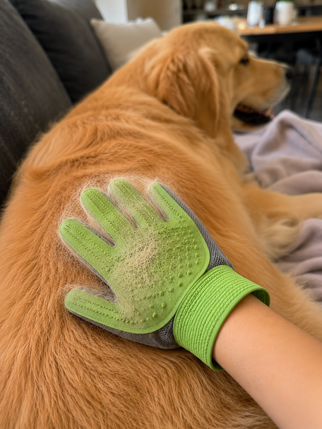 The Snuggle Glove 2 in 1 Pet Grooming and Massage Glove for Dogs and Cats